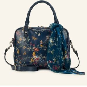 Patricia Nash Navy Floral Crossbody Bag with Scarf